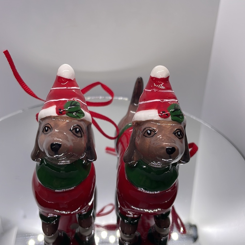 🎄Blue Sky handcrafted handpainted Dachshund and Ornament set. - Picture 3 of 9